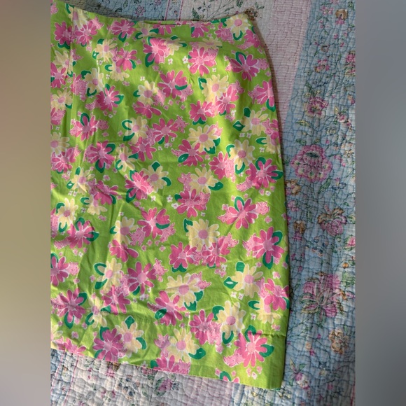 Vintage Lilly Pulitzer Skirt Pink/Green Floral w/ Rhinos Cotton Lined: Size 6 - Picture 13 of 16